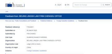 Leading FSR Compliance: Fan Zhang Among First to Submit Feedback on EU Foreign Subsidies Guidelines