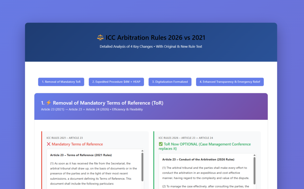 ICC Arbitration Rules 2026 vs 2021