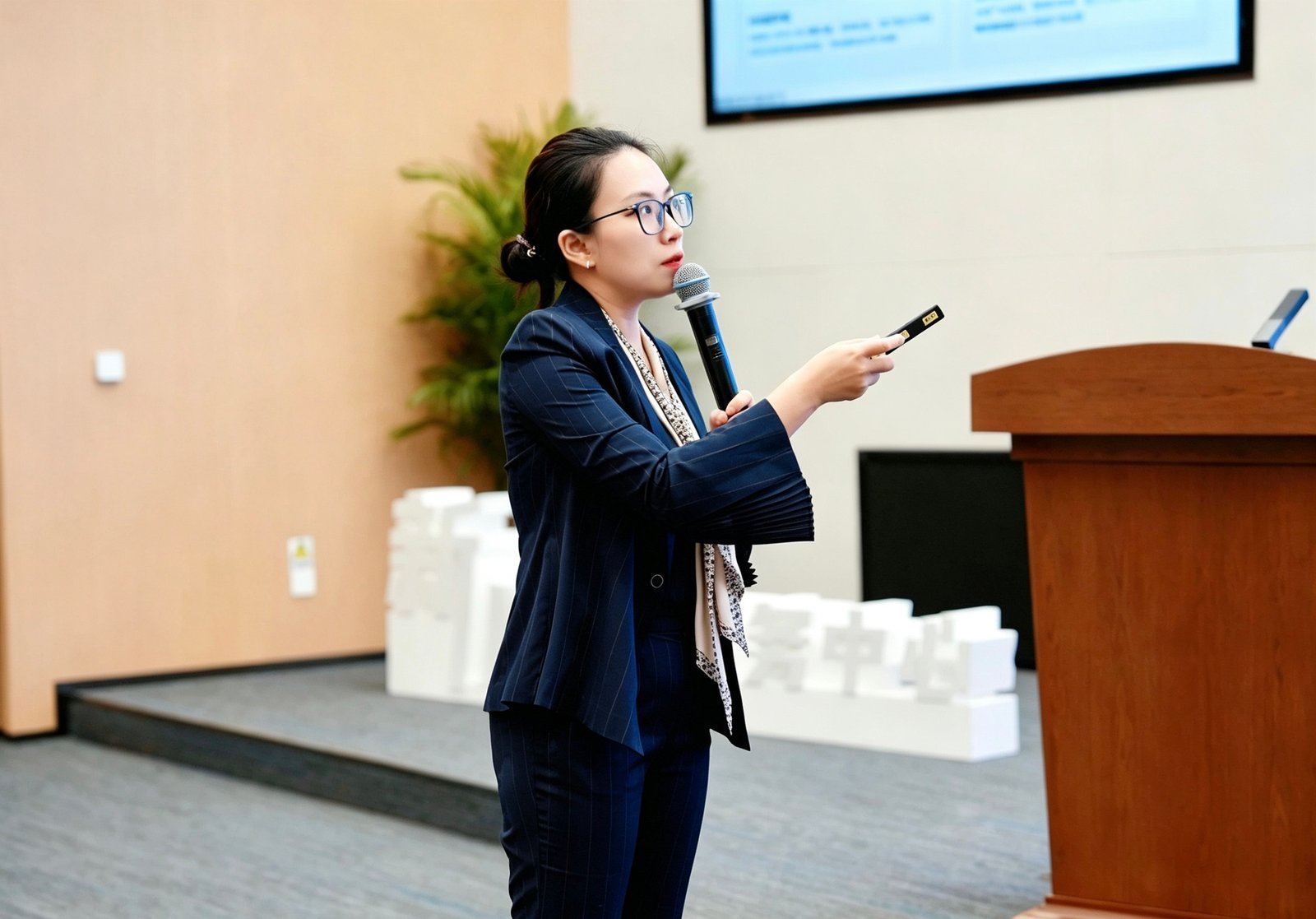 Fan Zhang delivering the presentation on NEV exports and green trade compliance rules in Chengdu